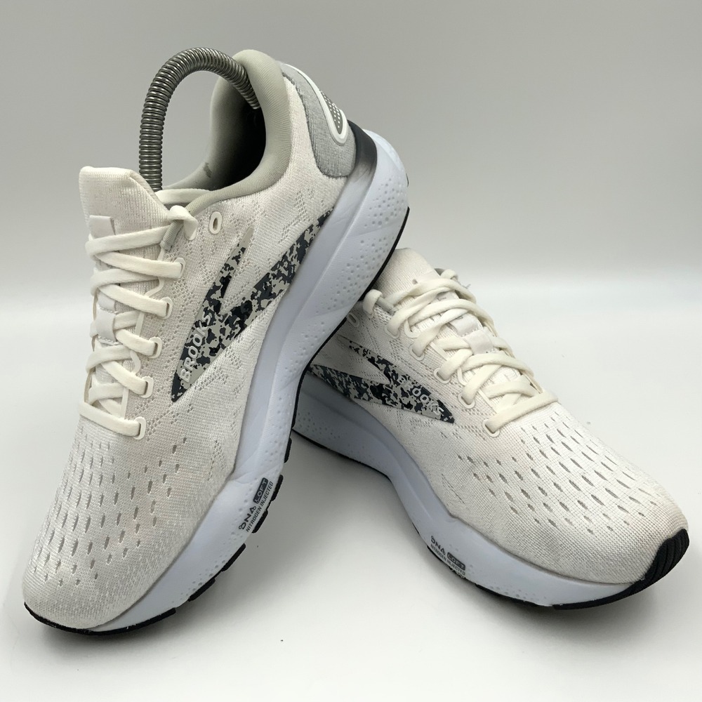 Brooks Ghost 15 Womens Running Shoes White Grey Camo 1203721B163 Size 8